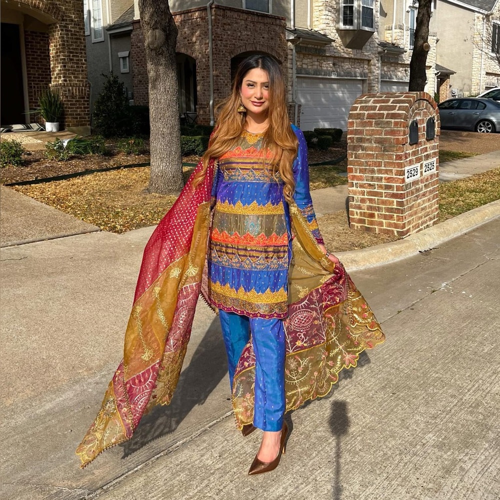 Colorful Women's Ethnic Suit Pakistani Indian South Asian Fashion outfit dress